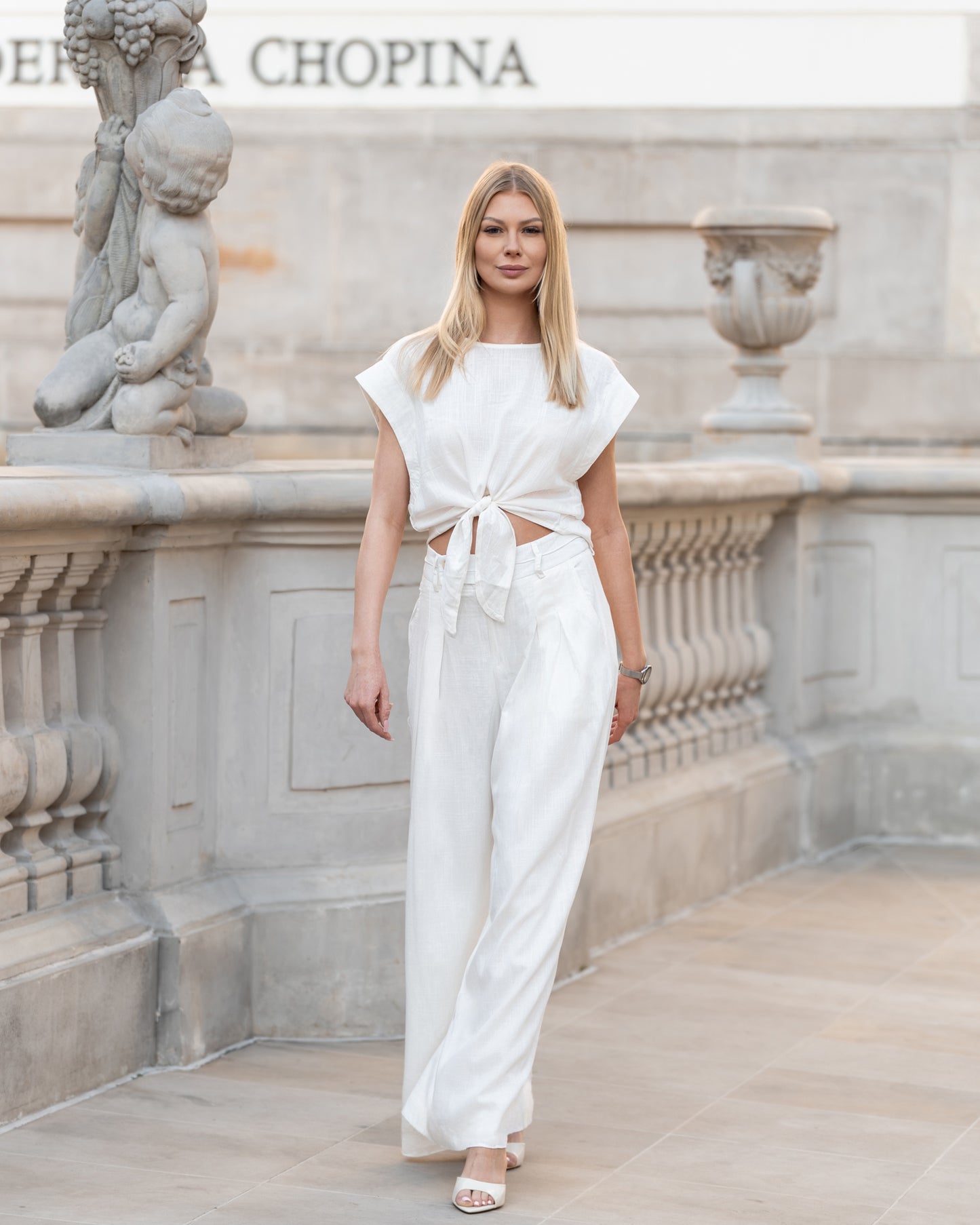 Komplet lniany biały