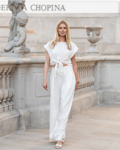 Komplet lniany biały