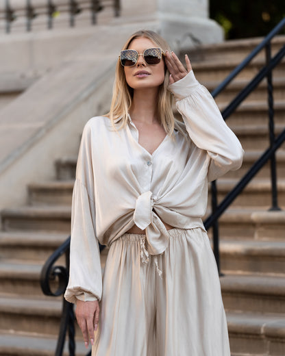 Jedwabny komplet beżowy