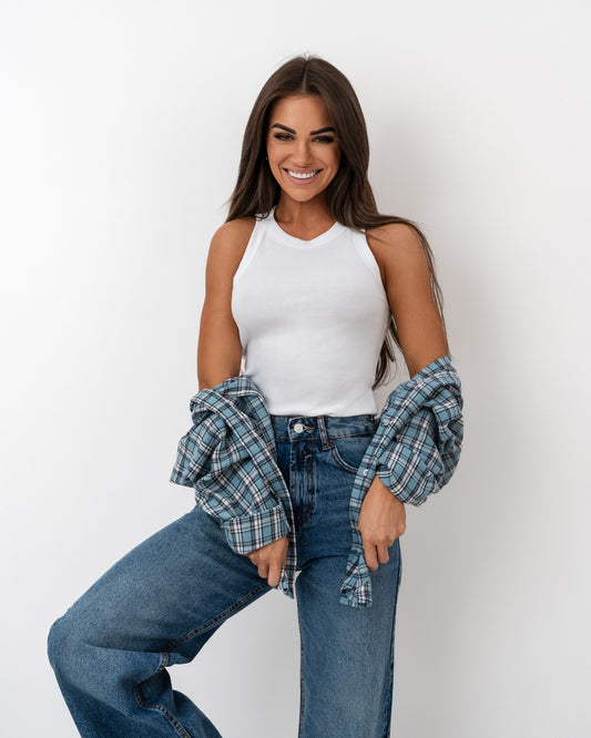 Prążkowany top biały