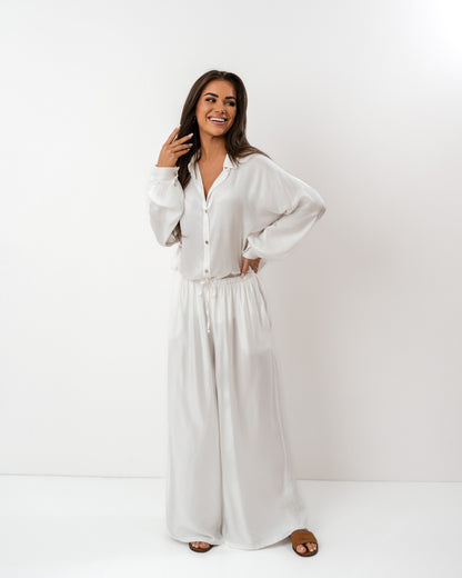 Jedwabny komplet biały