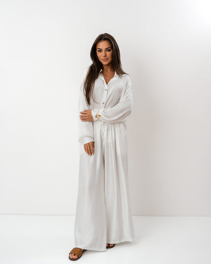 Jedwabny komplet biały